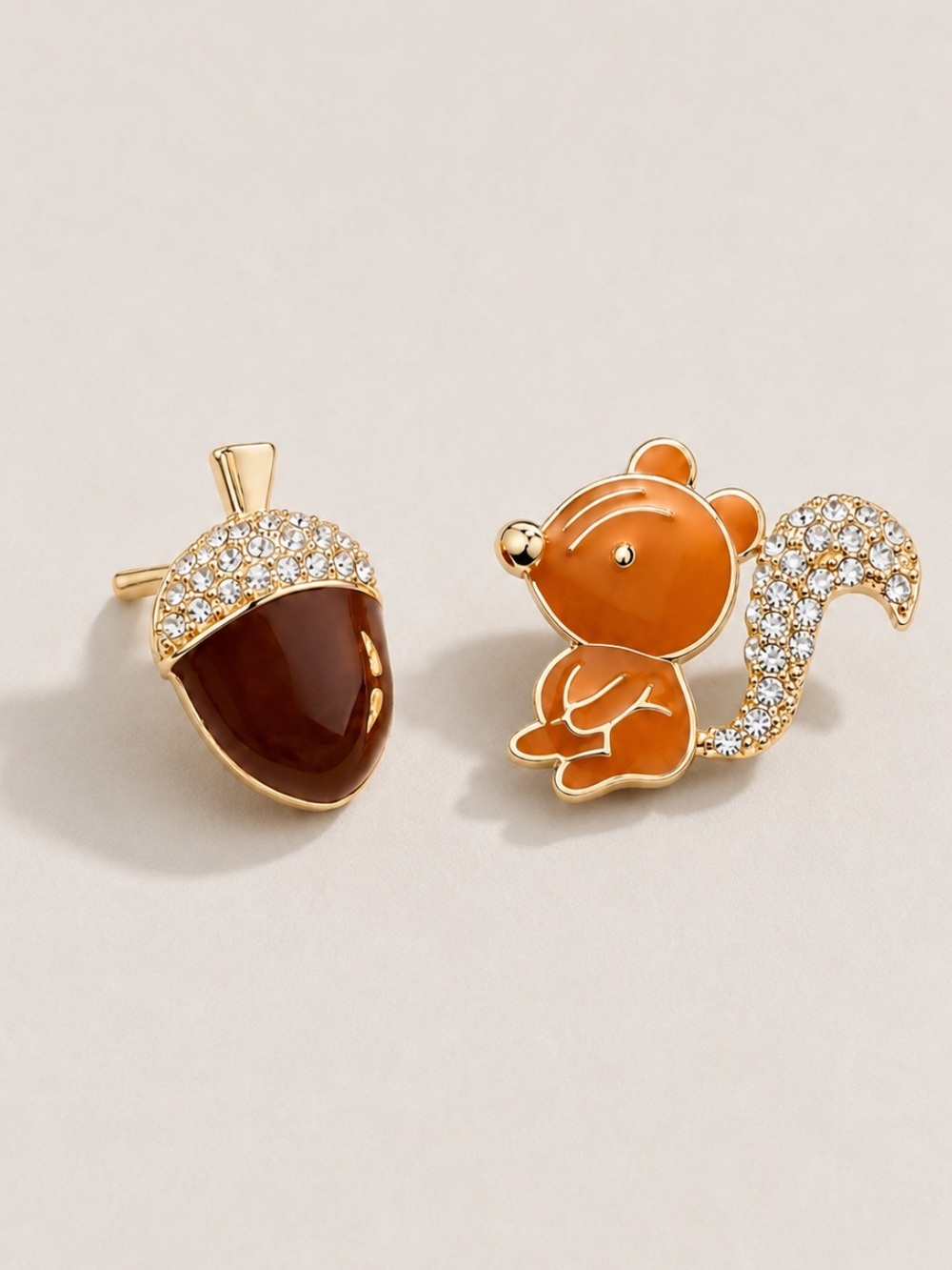 New! Squirrel Acorn Gold Post Earrings NWOT 2009